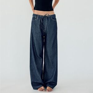 ZARA FLOWY FAUX DENIM PANTS | SIZE 32/0